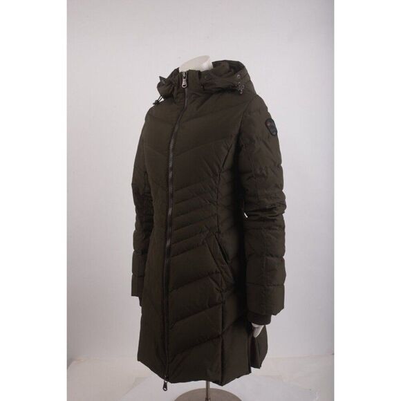 Pajar Canada Womens Quilted Down Puffer Coat Green S Small Hooded Mid length - Picture 3 of 6